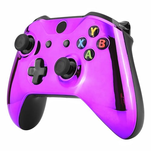 Image of eXtremeRate Chrome Purple Edition Front Housing Shell for Xbox One Wireless Controller Model 1708, Replacement Custom Faceplate Cover for Xbox One S & X Controller