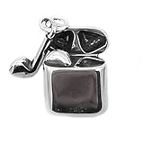 LGU Sterling Silver 3D Wireless Headphones Ear Phones Earbuds Charm on 4mm 7' Bracelet