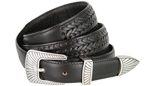 BL032 Clamshell Buckle Tapered Basketweave Genuine Leather Belt2