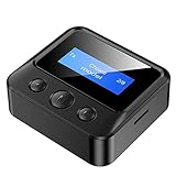 ★ 【Bluetooth 5.0】Con el chip Bluetooth 5.0 instalado, el adaptador Bluetooth USB tiene un mejor rendimiento que la versión anterior en términos de distancia de transmisión más amplia, velocidad de datos más rápida y menor consumo de energía. La pantalla mostrará el estado de Bluetooth y presione la tecla de pista anterior/siguiente al mismo tiempo para cambiar el modo de transmisión y recepción.