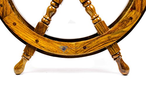 Nagina International Nautical Handcrafted Wooden Ship Wheel - Home Wall Decor (24 Inches, Natural Wood) #TOP4