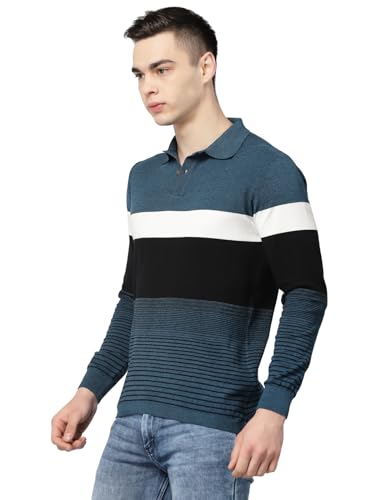Image of Kalt Mens Basic Solid Full Sleeves Polo Cotton Blend Knitted Regular Fit Polo-Neck T-Shirts with Collar Stylish