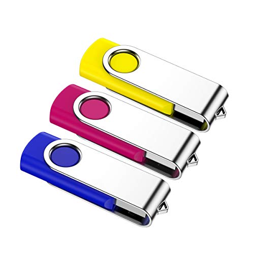 USB Stick, KROCEUS 32GB Memory Stick 3 pack, USB 2.0 Pen Drive Swivel Design, Flash Drive 2.0 for Data Storage Jump Drive with Led Indicator and Lanyard