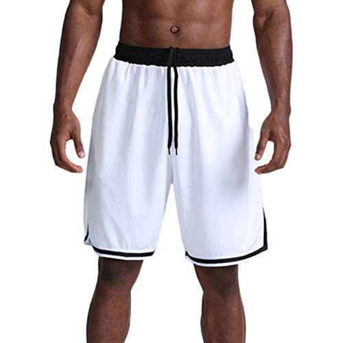 GladiolusA Herren Sport Shorts Fitness Basketball Shorts Elastische Taille Kurze Hose Weiß XL Cover