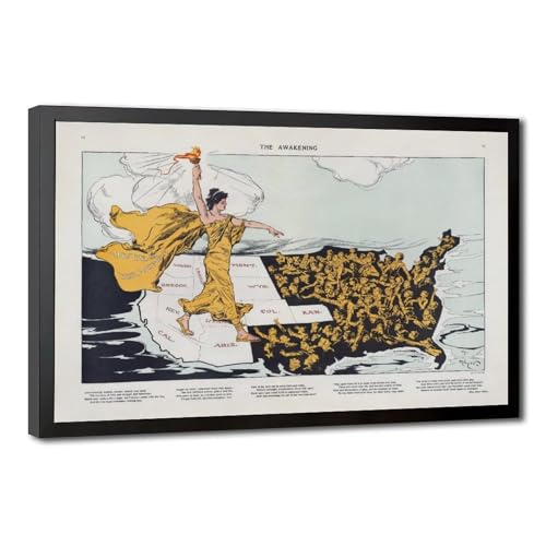 Tableau The Awakening par Hy Mayer 1915 avec cadre à suspendre