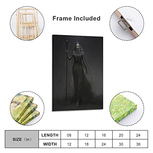 Gothic Dark Style Posters, Scary Demons, Skull Art Posters Wall Art Paintings Canvas Wall Decor Home Decor Living Room Decor Aesthetic 16X24Inch(40X60Cm) Frame-Style #TOP1