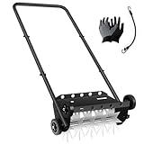 18-Inch Push Lawn Aerator with 4 Wheels,Push Spike...
