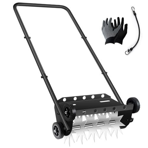 18-Inch Push Lawn Aerator with 4 Wheels