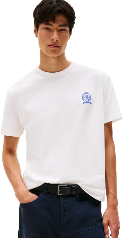 Tommy Jeans Men's Short Sleeve Cotton T-Shirts with Printed Crest Logo