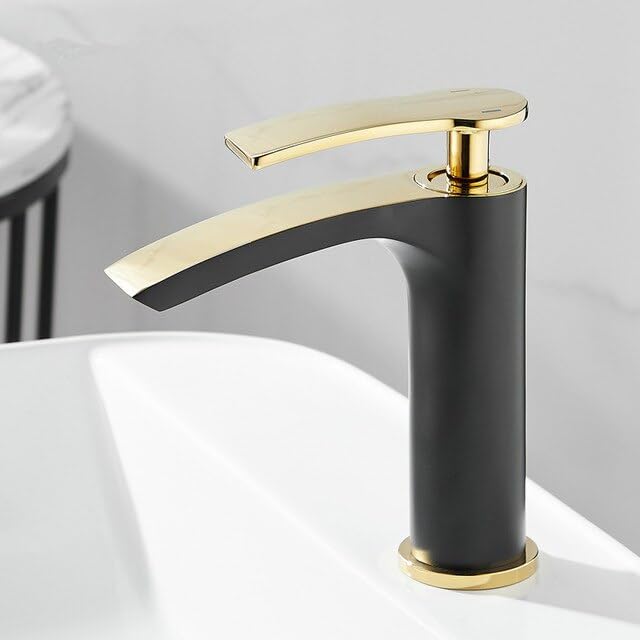 Robinet de salle de bain en laiton noir et or mitigeur lavabo chic FIDEMM