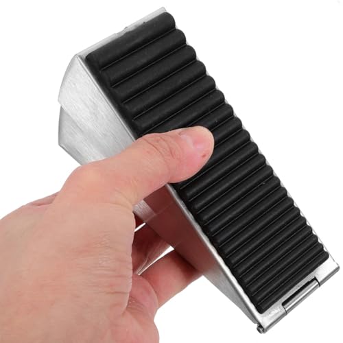 SOLUSTRE シルバーの調節可能なドアストッパー ステンレスゴム素材採用頑丈かつ滑りにくい設計 家庭やオフィスの重い扉に最適なドアウェッジストッパー 2個セット [4]