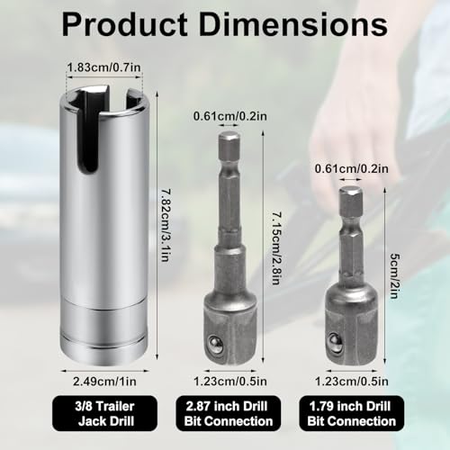 Image of Trailer Jack Drill Adapter 3 /8 with 2 Adapter Bits, T-Slot Drill Attachment Scissor Jack Slotted Drill Adapter for RV Scissor Jacks C-Type Jacks Various Pop-Up Campers