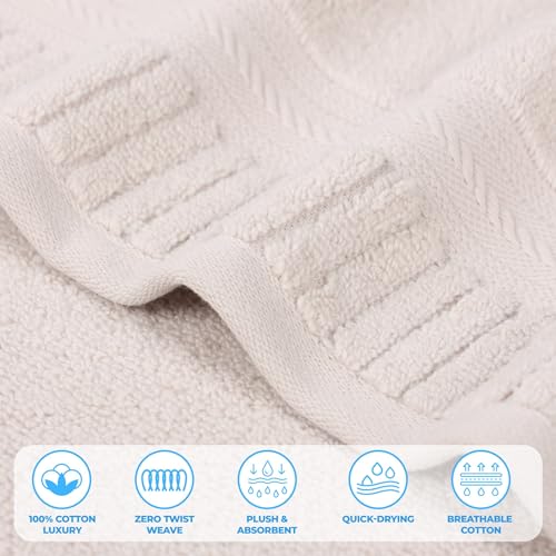Serviettes en coton zero twist Superior Venice linge de bain avec bordure côtelée - 6