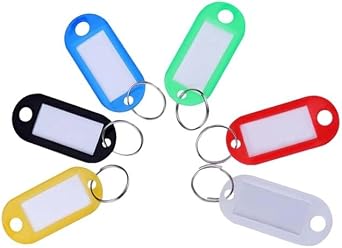 HOMSFOU 120 pack Plastic Key Tags with Rings Key Chain Accessories for Home Car and Office Keys Temporary Labels for Dog Collars 1.96 X 0.86 X 0.19 in