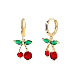 Gold/ Red Cherry Earring
