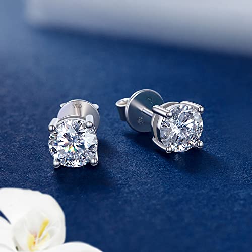 Stud Earrings For Women, Momentwish 2Carat Moissanite Earrings, D Color Vvs1 Simulated Diamond 925 Sterling Silver Solitaire Earrings #TOP7