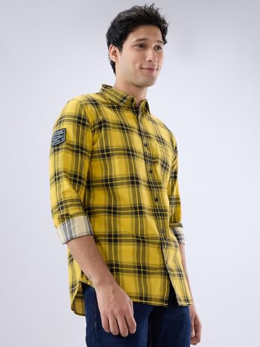 Image of Spykar Men's Regular Fit N /A Full Sleeve Checked Casual Shirts