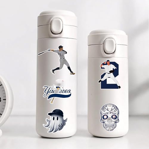 Image of 50 PCS American Sport Team Stickers Pack for Water Bottle, Laptop, Bicycle, Computer, Motorcycle, Travel Case, Car Decal Decoration Sticker (50 Pcs Baseball New York Stickers)