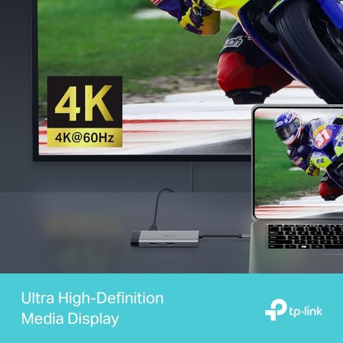 TP-Link UH6120C USB C Hub PD100W, 4K 60Hz HDMI, 1× USB C 5Gbps, 2× USB A 5Gbps, Gigabit Ethernet, kompatibel mit MacOS, Windows, Linux, iPad OS, iOS, Android, ChromeOS, Nintendo