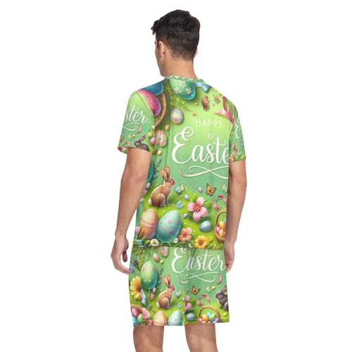 Pajama Set for Men, Short Sleeve Pajama Set Lightweight Loungewear, S-XXL2