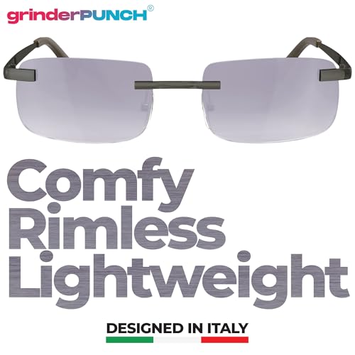Image of grinderPUNCH Small Slim 90's Popular Nineties Rectangular Sunglasses Clear Rimless Eyewear
