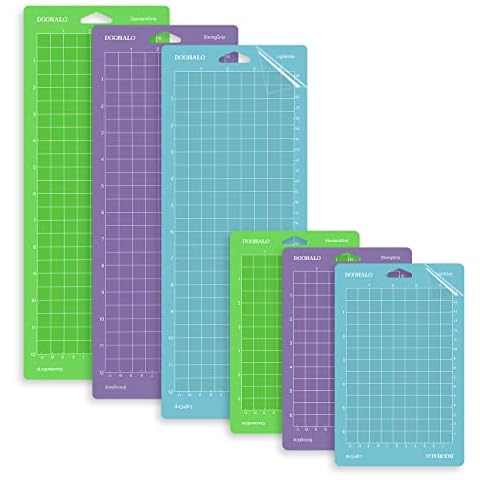 DOOHALO Cutting Mat for Cricut Joy Machine 3 Pack Replacement Adhesive Cut Mats for Cricut Joy (Green Purple Blue (Total 3 Small+3 Big Mats), 4.5"X12"+4.5"X6.5"-VarietyGrip) Cover