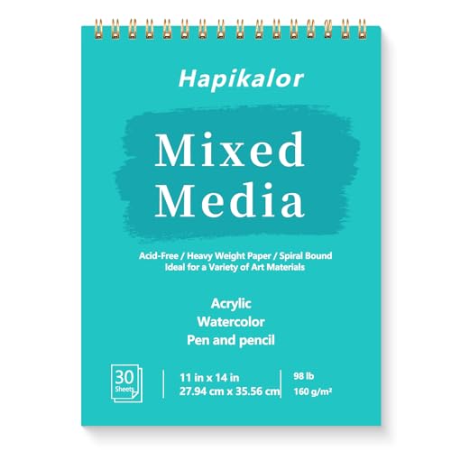 Sketch Book Mixed Media Pad 11 x 14 Top Spiral Bound Sketch Pad 30 Sheets 98lb/160gsm Acid-Free Drawing Paper Art Supplies Sketchbook for Drawing Sketching