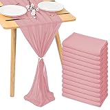 12 Pack 10Ft Dusty Rose Chiffon Table Runner 28x120 Inches Sheer Table Runner Romantic Table Cloth f