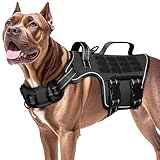 Dog Harness for Large Dogs Heavy Duty, No Pull Tactical Dog Harness with Molle System, Easy On and Off Service Dog Vest, Breathable Padded, Adjustable Reflective Pet Vest for Walking Hiking Training