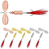 TRUSCEND Well-Made Rooster Tail Fishing Lures with Flash Copper Body and Blade, Dual-Blade System Fishing Spinners, Freshwater Crappie Jigs, 7/16oz Long Cast Jig Spinner for Bass Trout Crappie Walleye