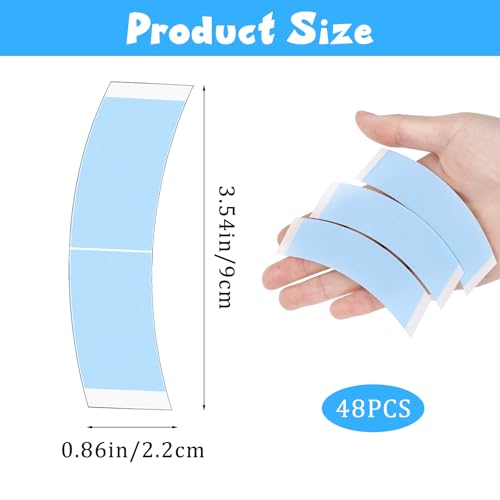 48 Pcs Lace Tape for Wigs Double Sided Waterproof Wig Tape Strong Adhesive Wig Tapes for Lace Front Wigs Clear Hair Glue Tapes for Hairpieces Hair Extensions and Toupee can Easy Removal