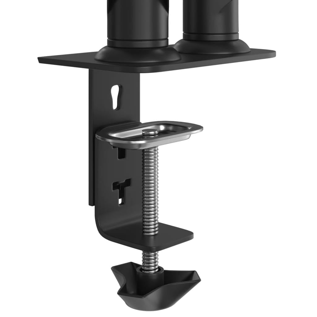 Braccio doppio monitor per schermi da 27 pollici con molla a gas, regolabile in altezza, orientabile, inclinabile, girevole, estensibile, universale, compatibile con VESA, supporto stabile in