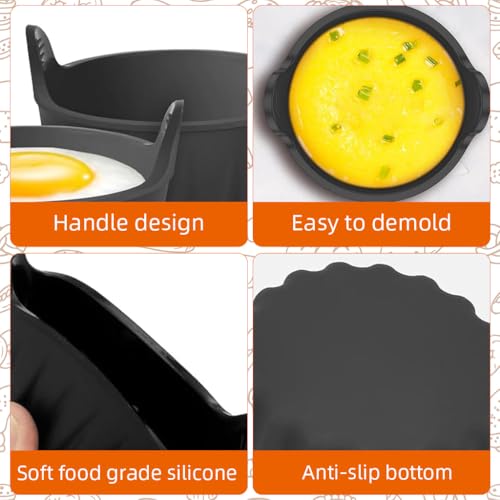 Image of Supvox 4Pcs Baking Cups for Air Fryer Food Grade Heat Resistant Silicone Muffin Cups with Grips Cupcake Liners Multi Use Non-Stick Silicone Molds for Micorwave Oven, Air Fryer, Oven