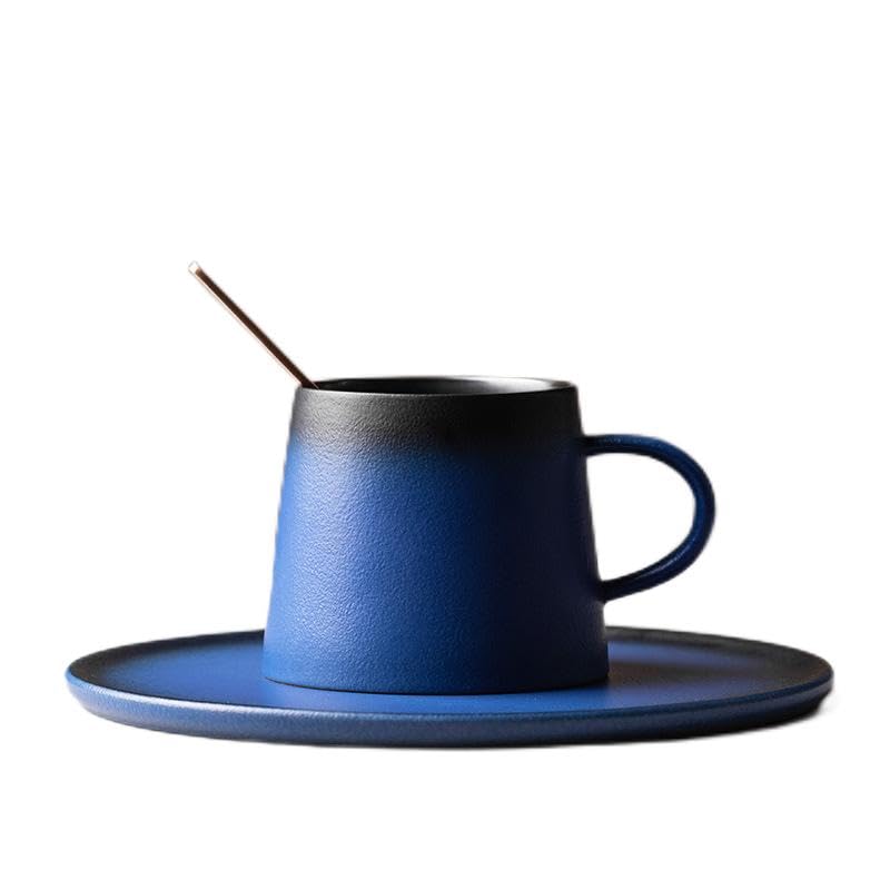 KOOLASA Ceramic Coffee Mug Sets Tea Cup with Spoon Saucer Cup and Saucer Sets 200ml Gradient Color, A8(200ml)