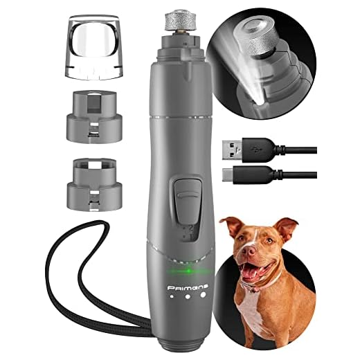 Dog Nail Grinder with LED Light, Rechargeable Dog Nail Grinder for Large Dogs, Medium & Small Dogs, Professional Pet Nail Grinder for Dogs Quiet Soft Puppy Grooming, Cat Nail Grinder, Dog Nail Trimmer