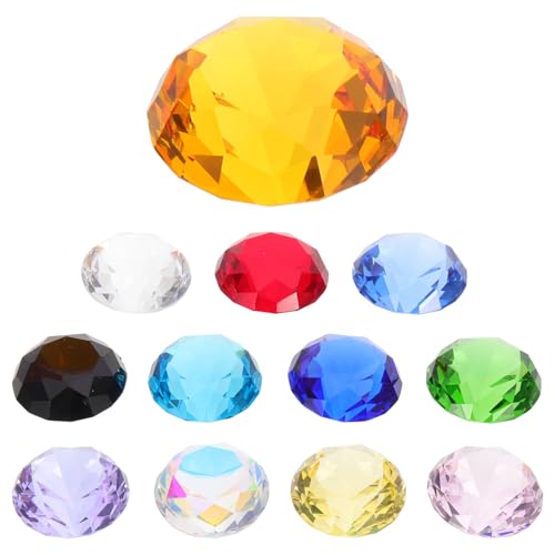 Forma de diamante de vidrio transparente DECHOUS con 12 gemas de cristal falso 2