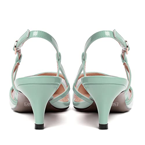 WAYDERNS Womens Casual Ankle Strap Slingback Patent Pointed Toe Dating Buckle Kitten Low Heel Pumps Shoes 2 Inch4