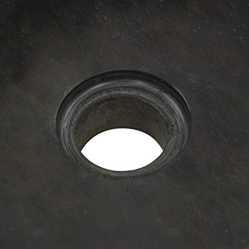 Mangloder Lavabo de piedra de río negro de 30x30x15 cm hecho a mano para baño 7