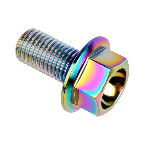 Image of Ti Screws M10 x 20 25 30 35 40 45 50 55 60 65 70 75 80 90 100mm 1.25 Pitch Titanium Flange Hex Bolt Pack of 4 (Rainbow, M10x25mm)