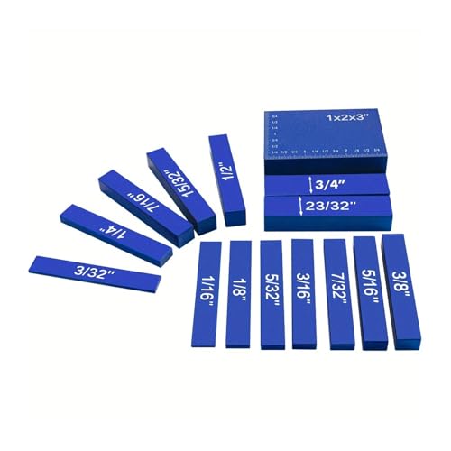 9/15pcs Gauge Block Set, Aluminum Metric/Inch Height Gauge Block, Setup Bars Portable Testing Gauge Block, Measuring Tool for Machinists and Metalworkers(15pcs Blue Inch)