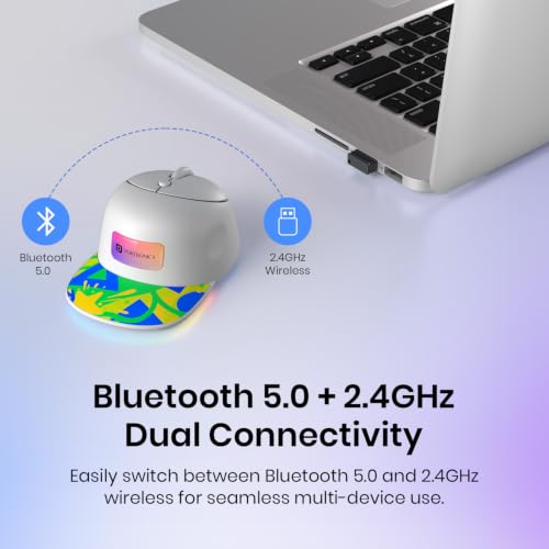 Image of Portronics Toad Cap Wireless Mouse with Bluetooth 5.0 + 2.4GHz Dual Connectivity, Adjustable DPI Upto 2400, Dynamic RGB Lighting, Type-C Rechargeable, 100g (Green)