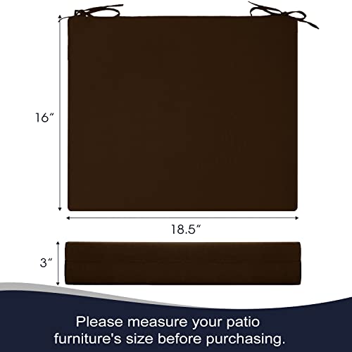 Basic Beyond Outdoor Chair Cushions For Patio Furniture - Square Corner Outdoor Chair Cushions Set Of 4, Waterproof Seat Cushions With Ties, 18.5"X16"X3", Dark Brown #TOP4