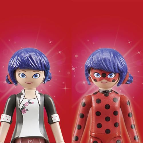 Playmobil 71336 Miraculous : Marinette & Ladybug - Miraculous - Comprend Marinette, Ladybug, Kwami Tikki et Divers Accessoires - Les Aventures de Ladybug et Chat Noir - Dès 4 Ans