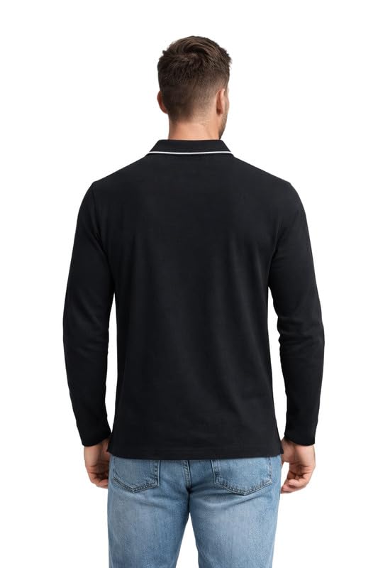 Image of AMERICAN CREW Full Sleeves Polo Collar T-Shirt with Pocket for Men