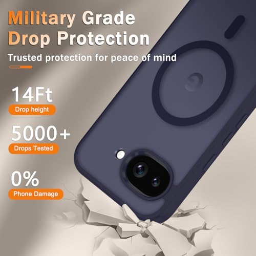 Image of for Google Pixel 10a Case, Matte Magnetic Phone Cover [with 1 Screen Protector] [Support for MagSafe] [Shockproof Military Grade Protection] Translucent Frosted Back, Deep Purple