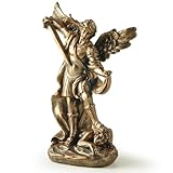 St. Michael The Archangel Statue – 5.32” Bronze-Finish Resin Figurine, Catholic Warrior Angel Defeating Evil, Christian Religious Decor for Home, Altar, or Prayer Space