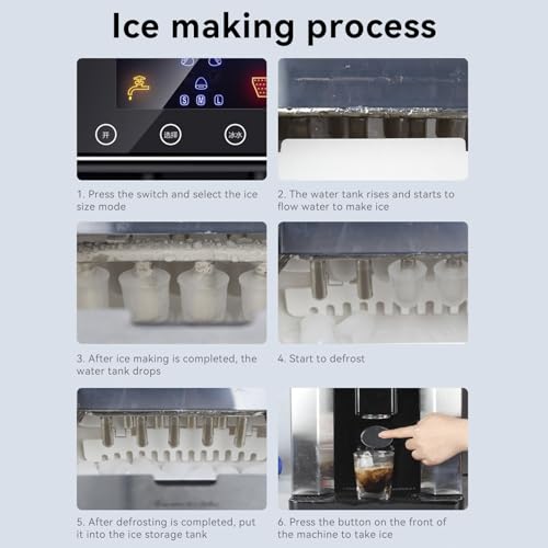 Areyourshop LCD Ice Cube Maker Machine - Stainless Steel with 3 Adjustable Ice Sizes, 2-in-1 Dispenser, High-Density Foam Insulation, 1.8L Tank, Fast Automatic Ice Production - Image 7