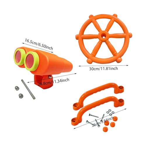 EHJRE Kids Playground Accessories Outdoor Playset Sports Toy Accessories Swing Set Attachments Pirate Ship Parts for Treehouse, 4Pcs Orange