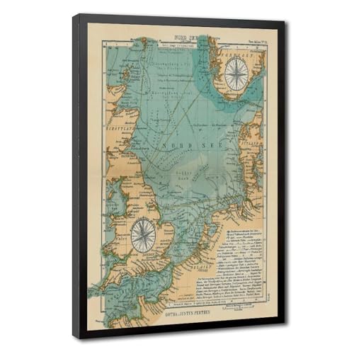 Carte de la mer du Nord de voile viking décoration murale toile suspendue