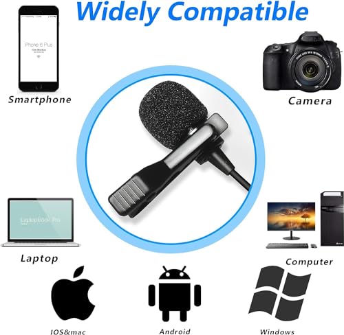 Nicama 6M Micrófono de Solapa LVM1 Lavalier micrófono para Cámara DSLR Canon Nikon Sony Réflex Digitales Videocámara Smartphone iPhone Audio Recorder Zoom TASCAM PC - imagen 5